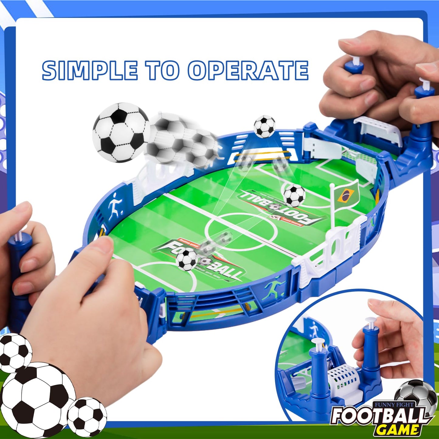 3 otters Mini Soccer Board Game – Family Foosball Tabletop for Kids & Adults