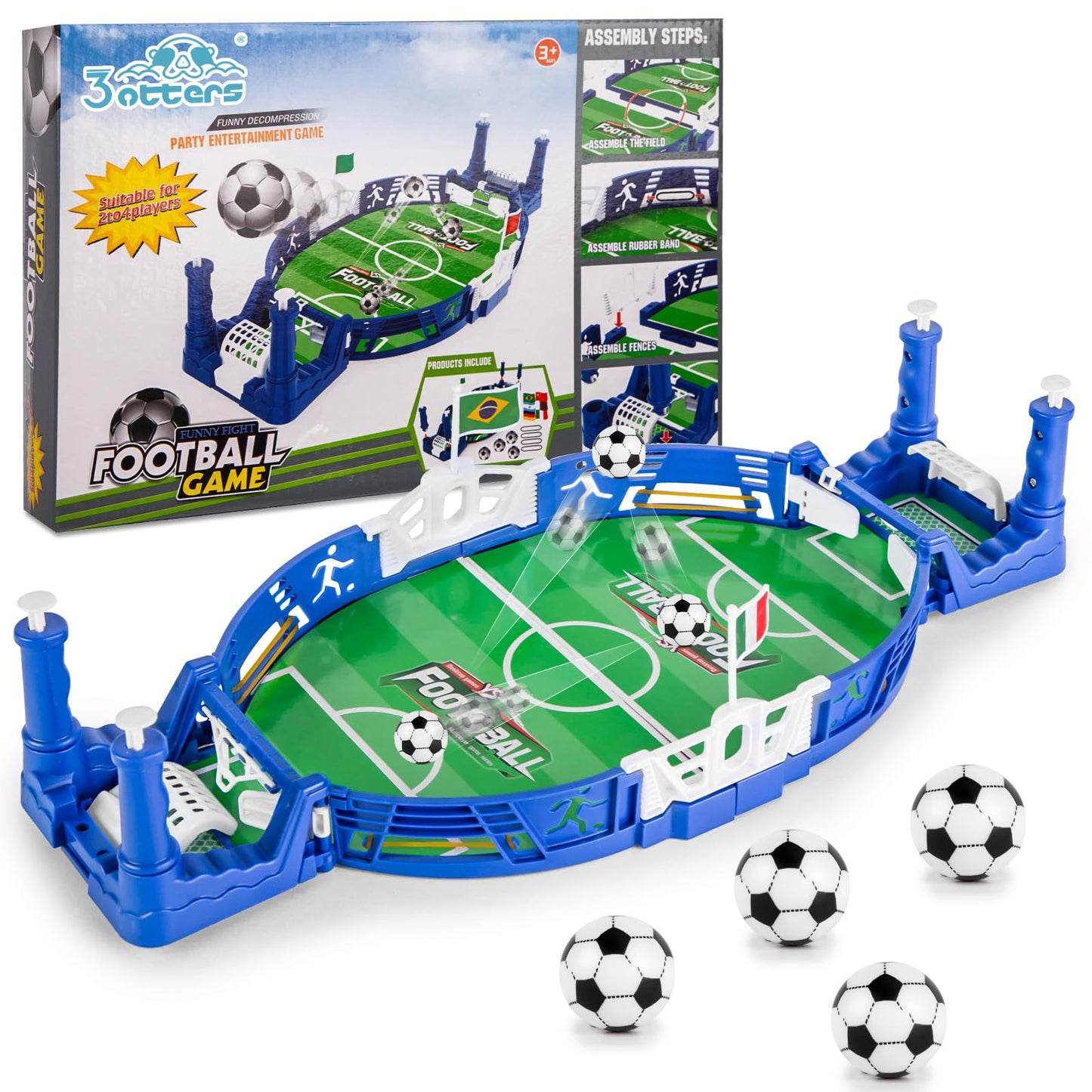 3 otters Mini Soccer Board Game – Family Foosball Tabletop for Kids & Adults