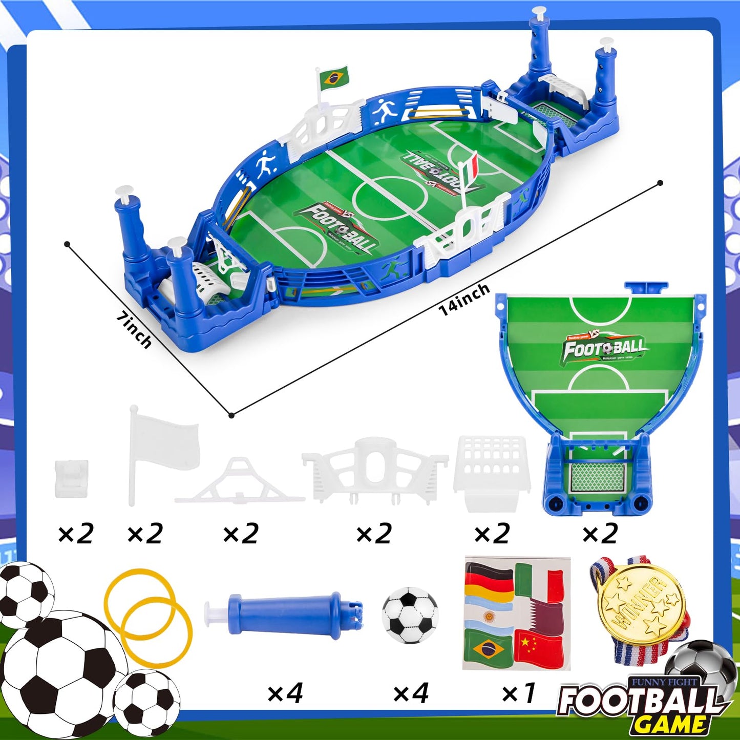 3 otters Mini Soccer Board Game – Family Foosball Tabletop for Kids & Adults