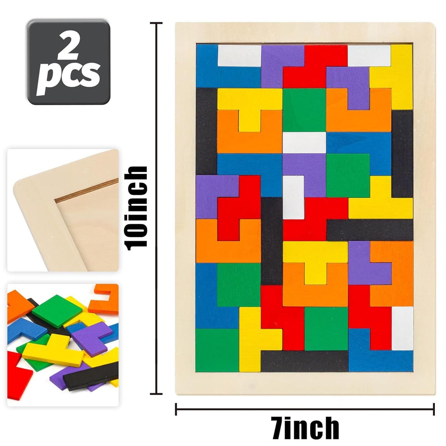 Three Otters Wooden Blocks Puzzle 2-Set — Russian Brain Teaser, STEM Montessori Toy