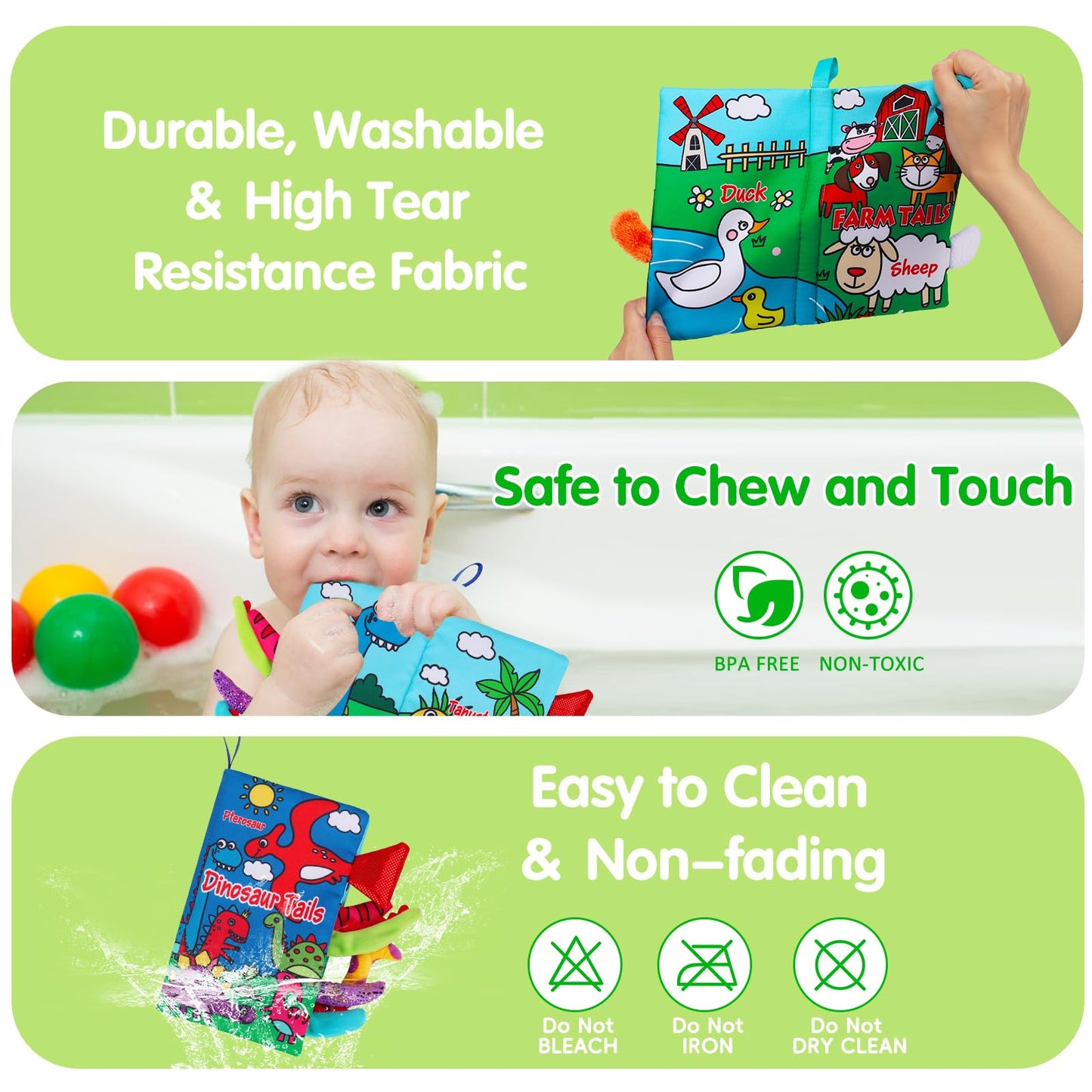 Thremhoo 2-Pack High-Contrast Crinkle Baby Books | 0-6 Months Sensory Toys