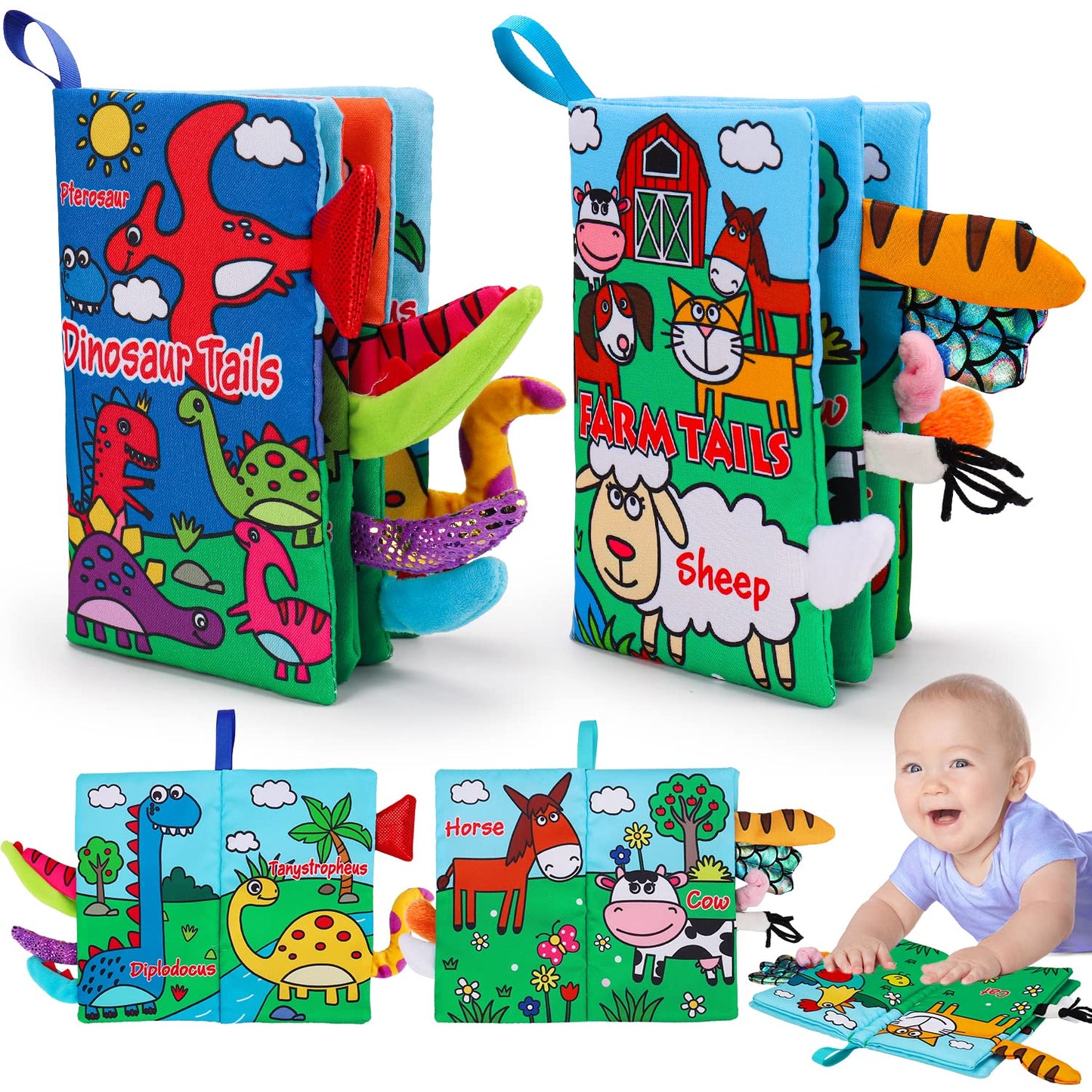 Thremhoo 2-Pack High-Contrast Crinkle Baby Books | 0-6 Months Sensory Toys