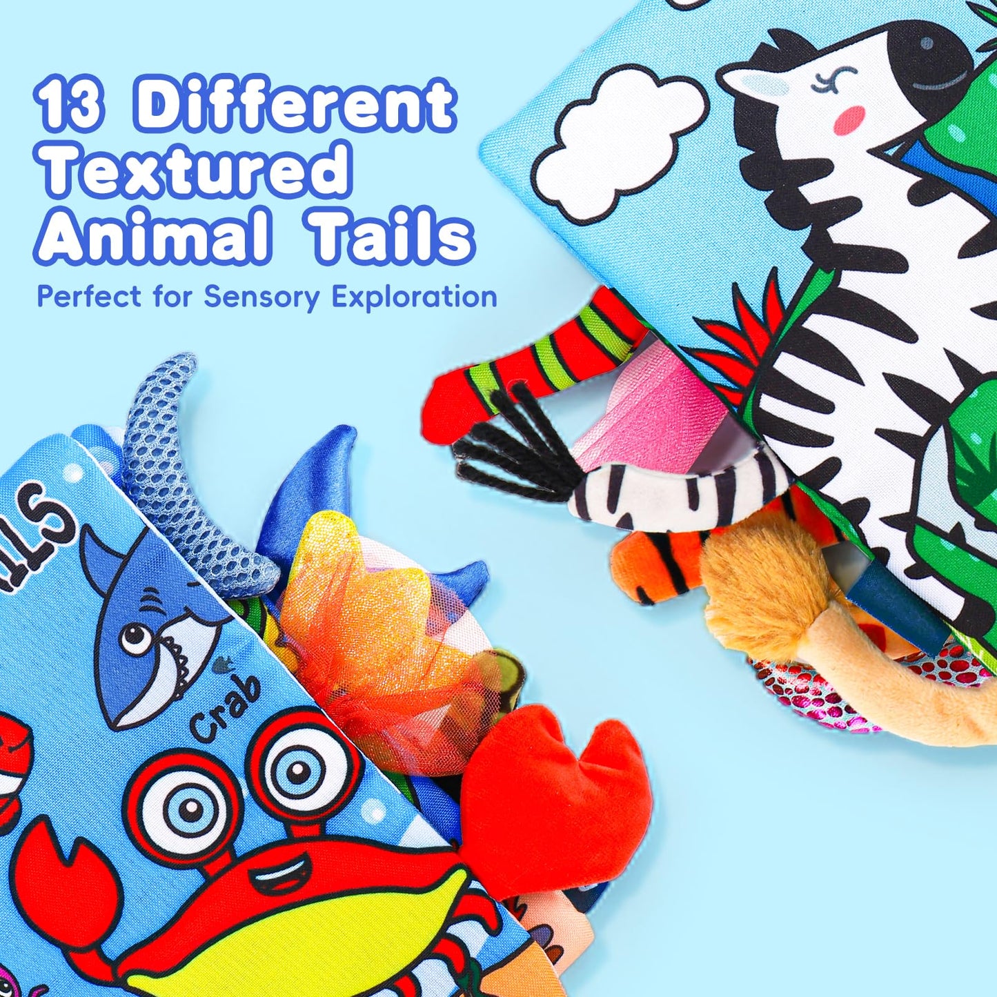 Thremhoo 2-Pack Baby Books 0-6 Months – Sensory Crinkle & Tummy Time Toys
