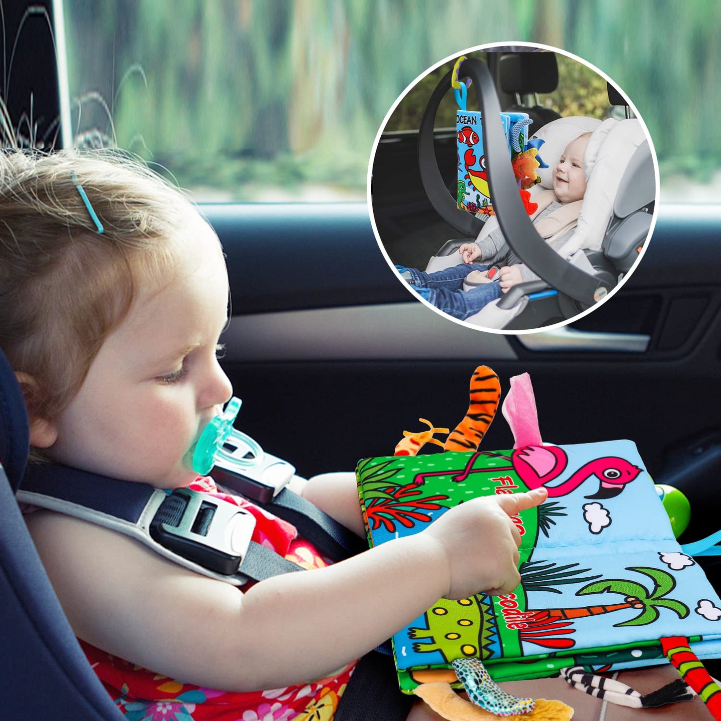 Thremhoo 2-Pack Baby Books 0-6 Months – Sensory Crinkle & Tummy Time Toys