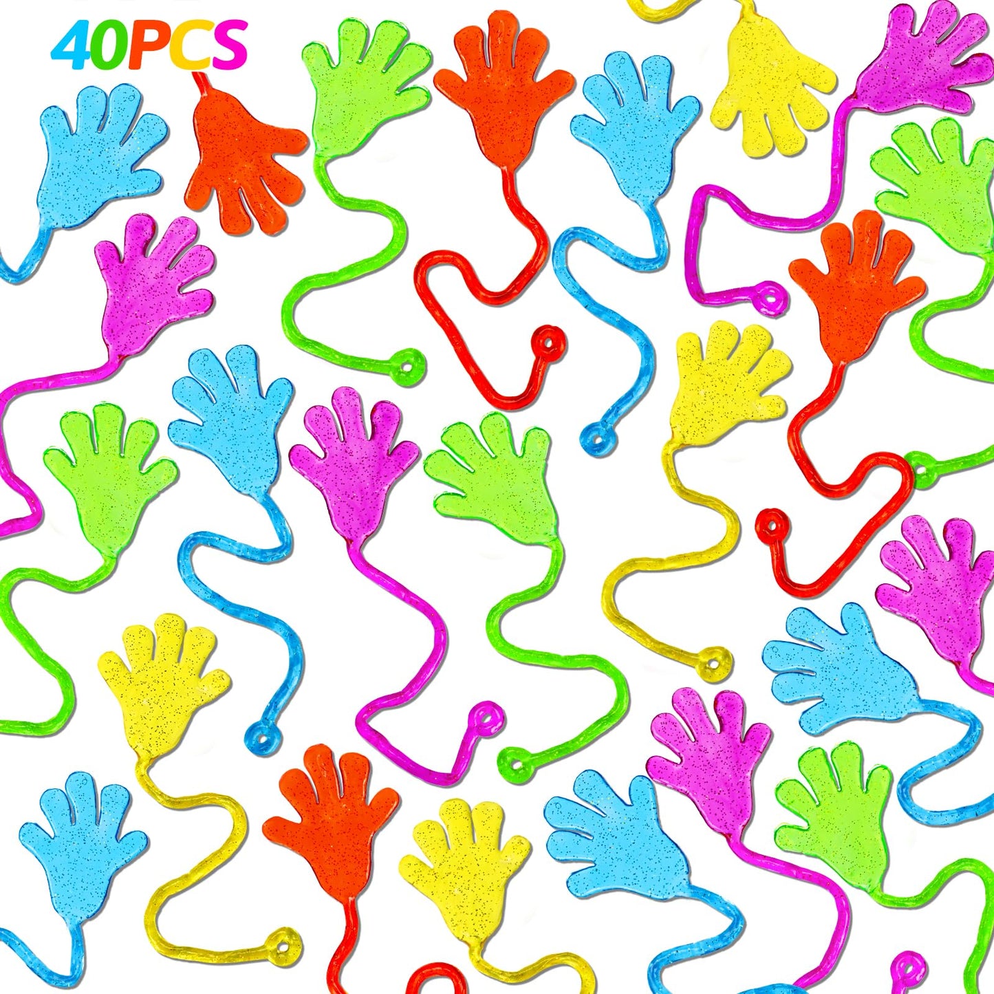 Thremhoo 40Pcs Glitter Sticky Hand Party Favors – Bulk Kids Toys & Classroom Prizes