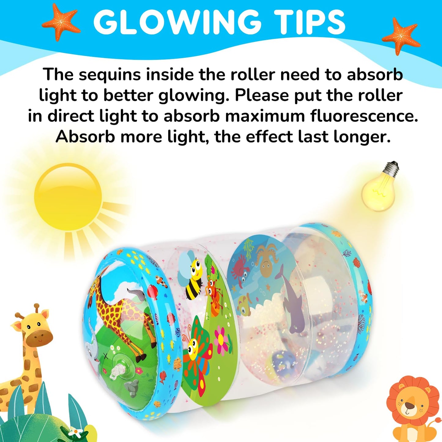 Thremhoo Crawling & Walking Baby Toy | Glowing Jumbo Inflatable Roller for 6-18 Months