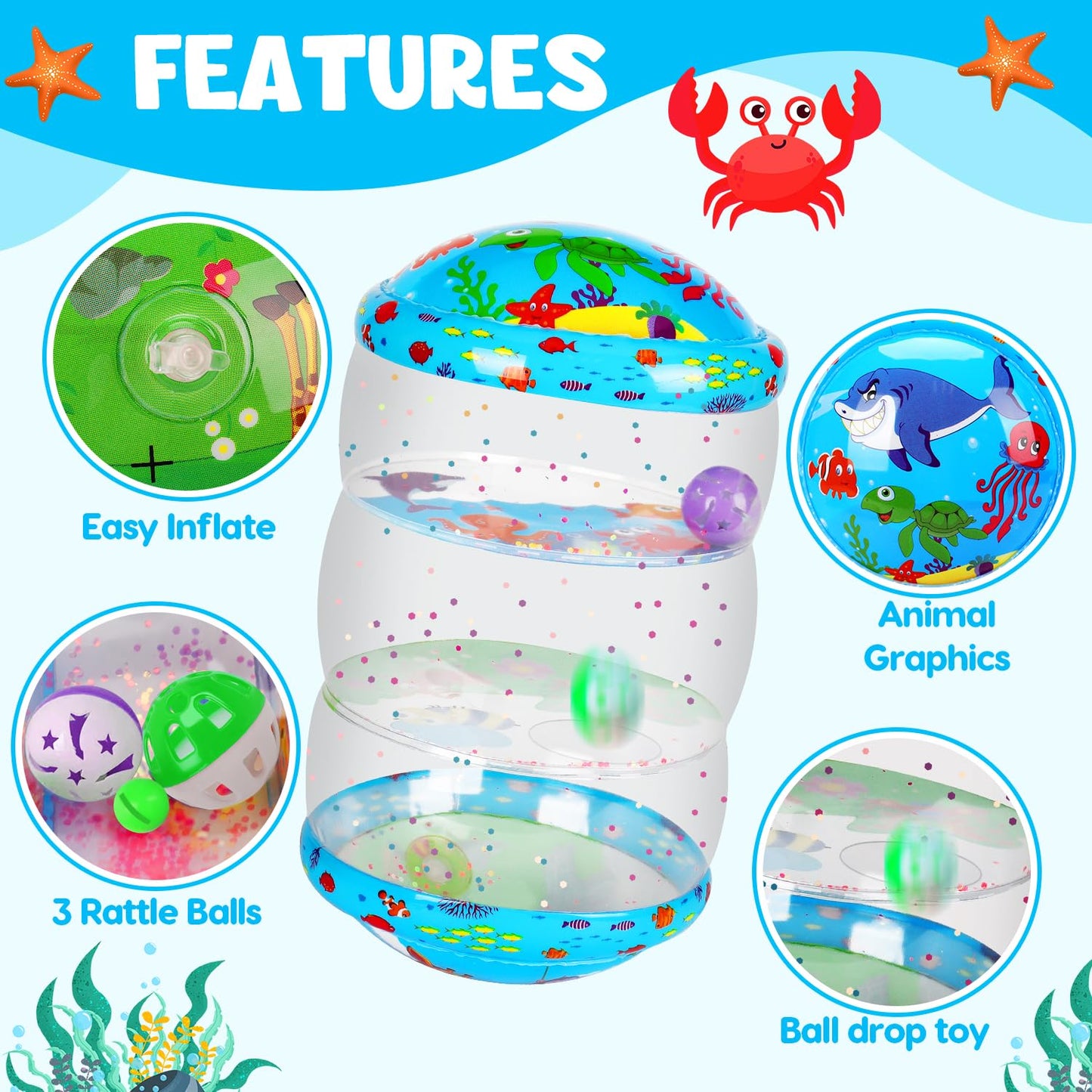 Thremhoo Crawling & Walking Baby Toy | Glowing Jumbo Inflatable Roller for 6-18 Months