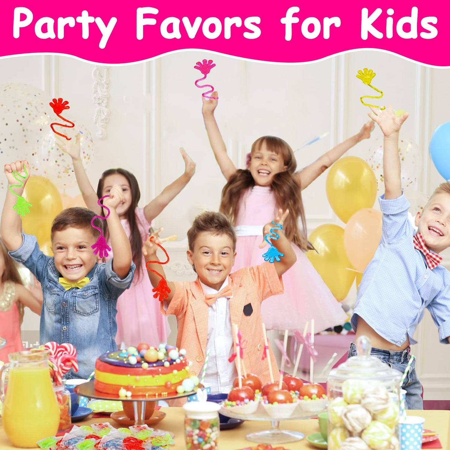 Thremhoo 40Pcs Glitter Sticky Hand Party Favors – Bulk Kids Toys & Classroom Prizes