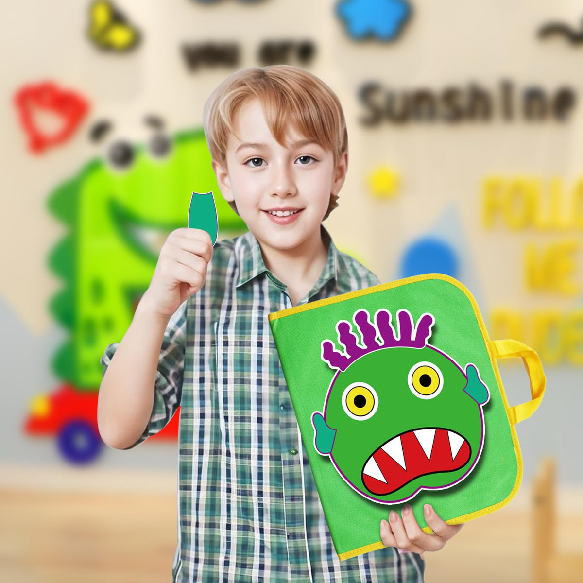 Thryvomniq Go Away Big Green Monster Felt Board Story Set – Toddler Storytime & Learning