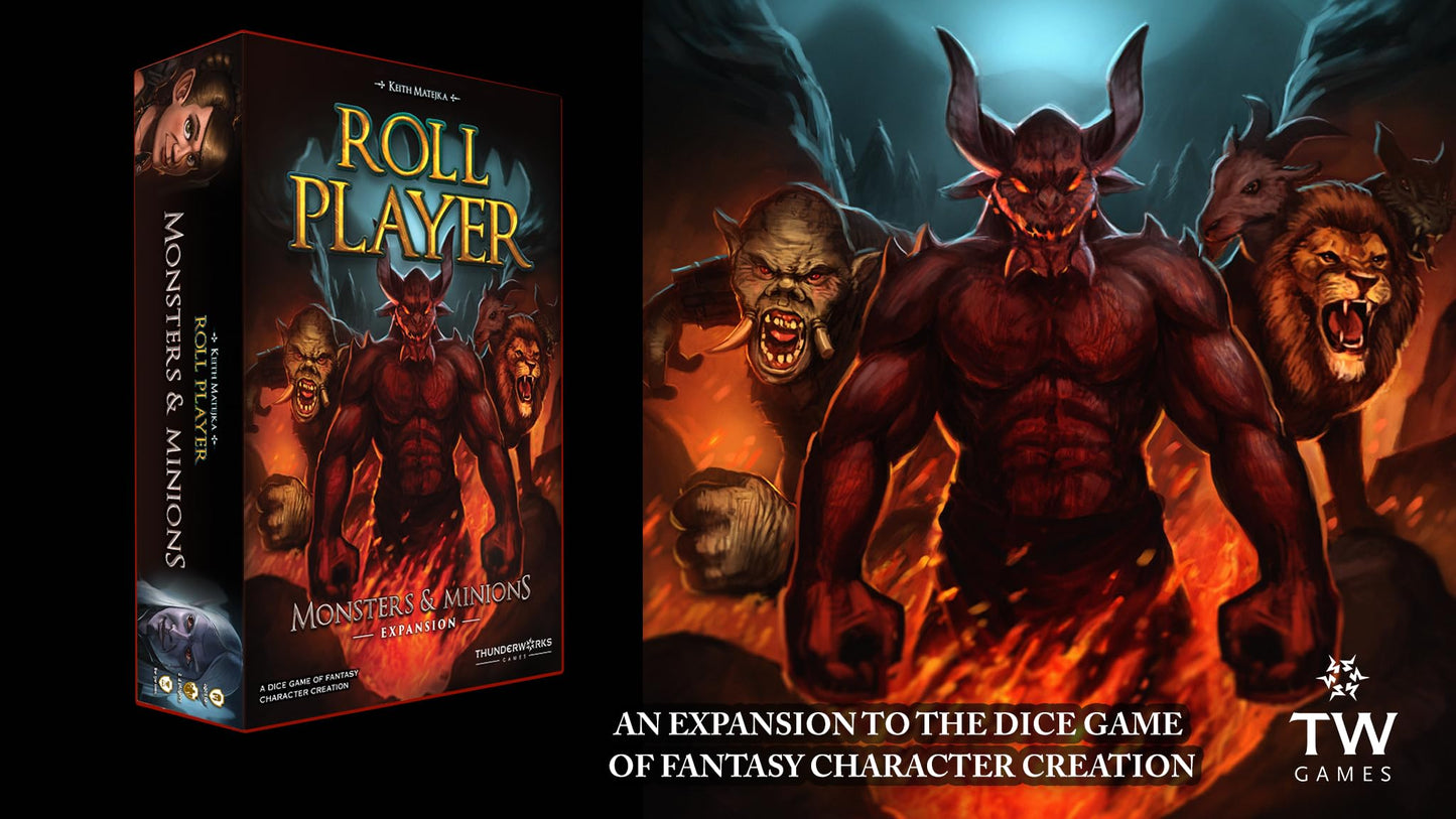 Monsters and Minions Expansion for Roll Player – End-Game Monsters, Fifth Player, 170+ Cards | Thunderworks Games