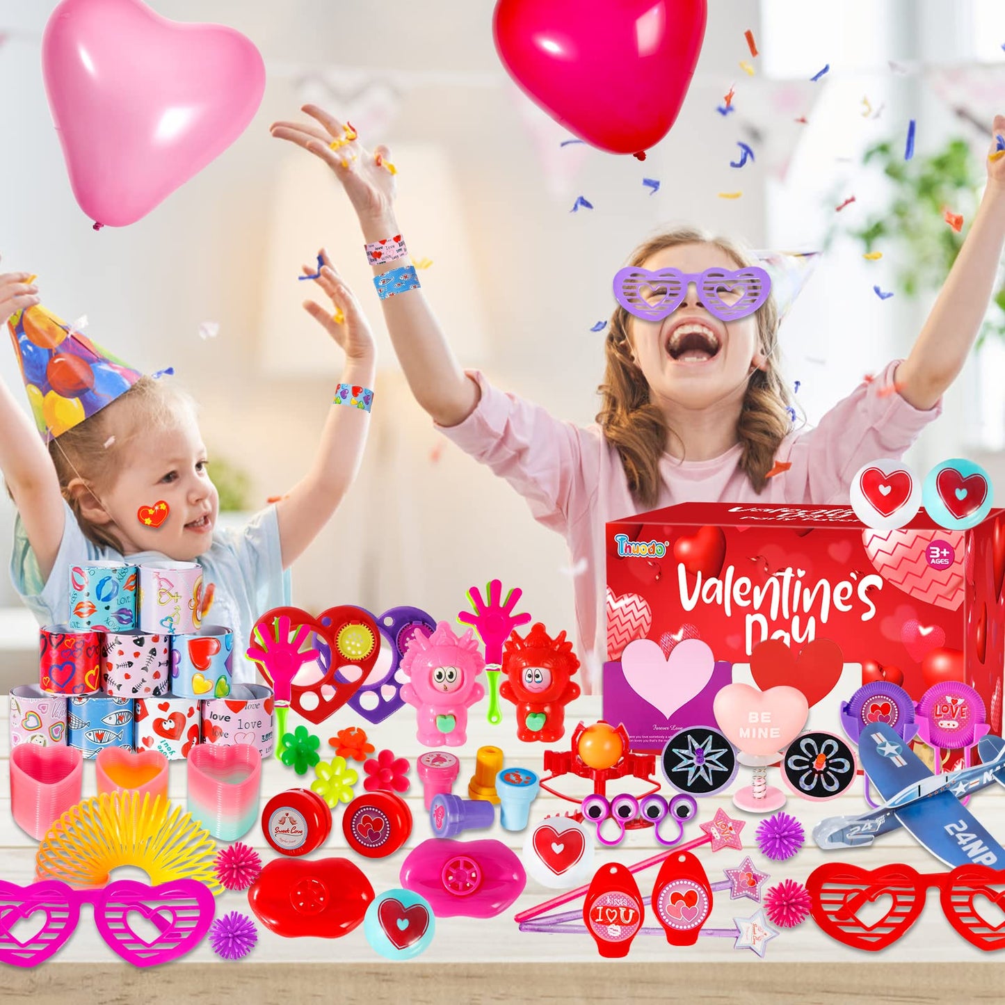 Thuodo 200pcs Valentines Party Favors Toys Assortment – Classroom Prizes & Gifts for Kids