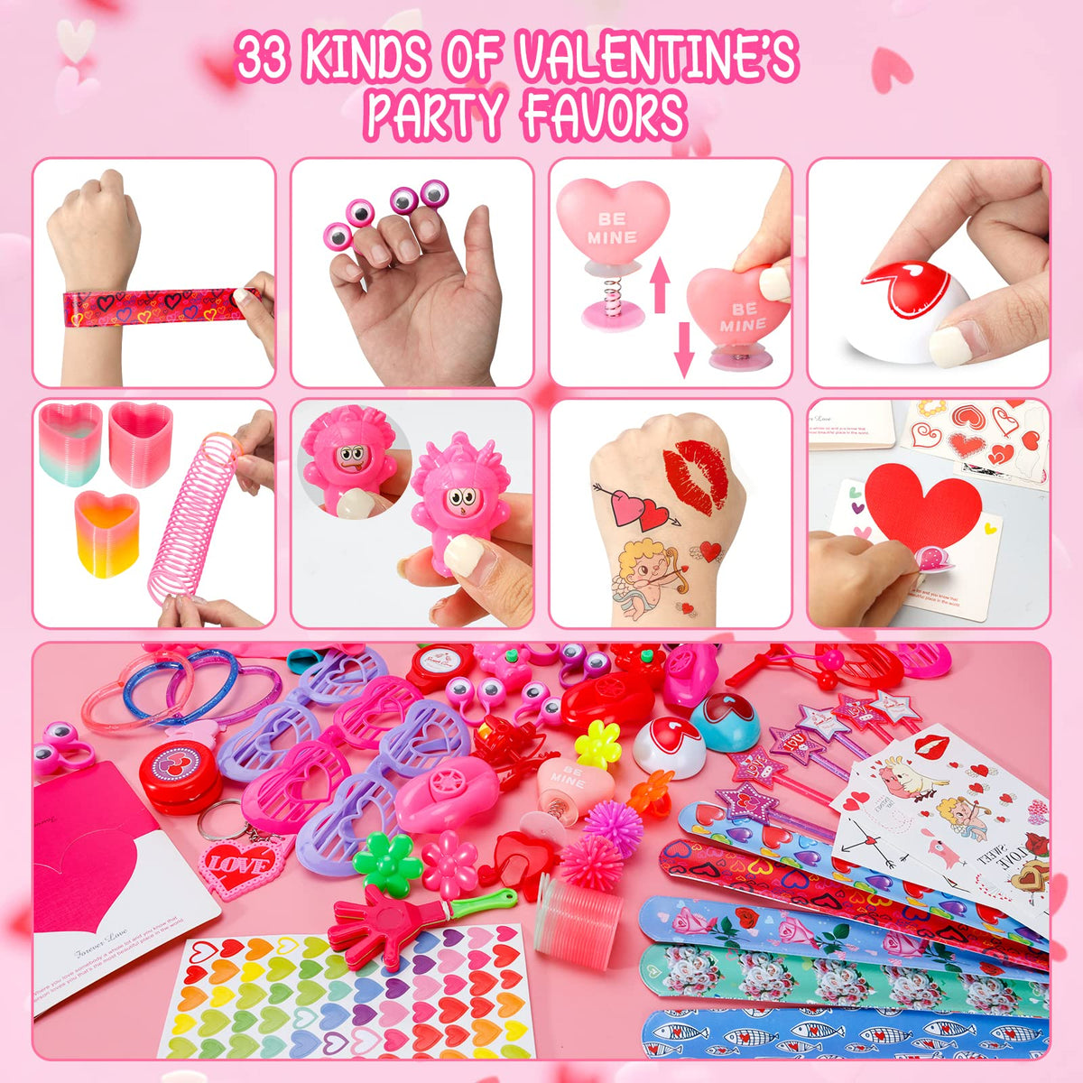 Thuodo 200pcs Valentines Party Favors Toys Assortment – Classroom Prizes & Gifts for Kids