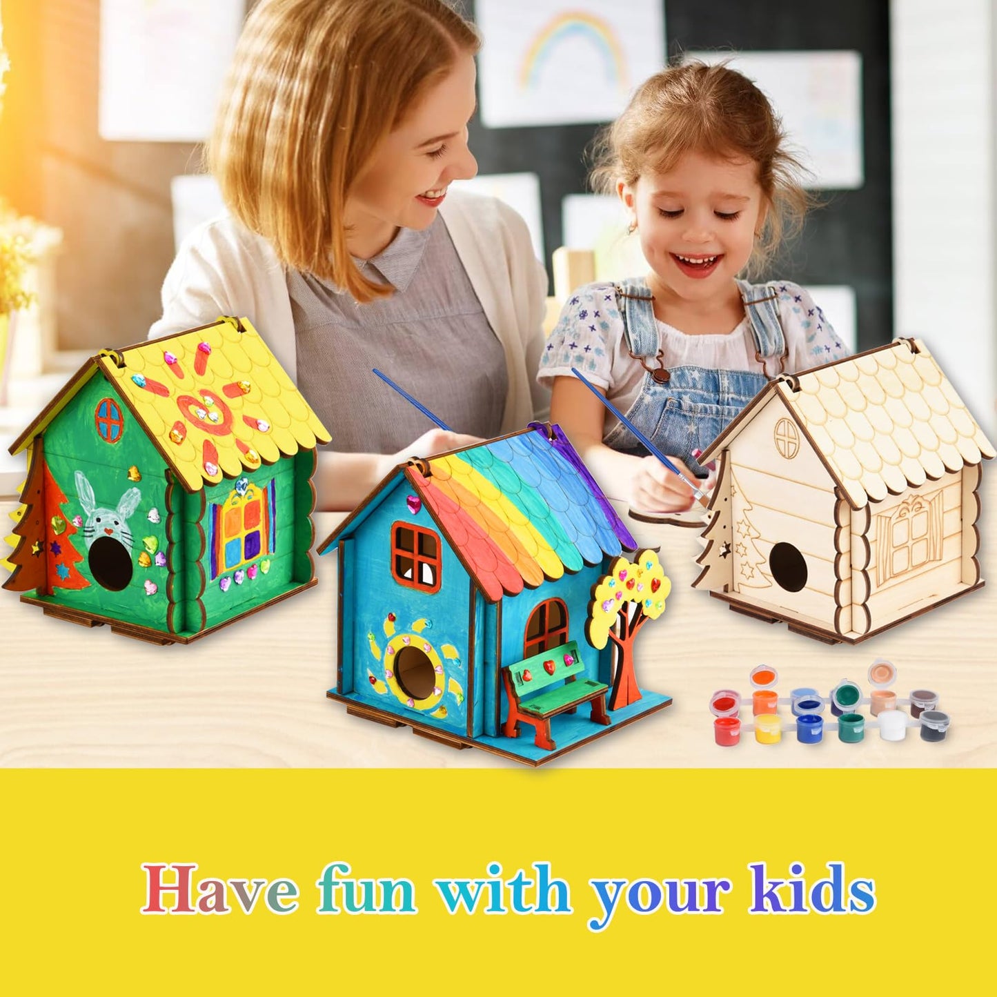 THWAS-LIGHT 3-Pack Bird House Craft Kit for Kids 8-12 | DIY Wooden Arts & Crafts