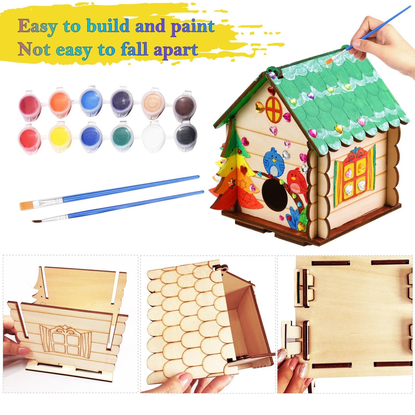 THWAS-LIGHT 3-Pack Bird House Craft Kit for Kids 8-12 | DIY Wooden Arts & Crafts