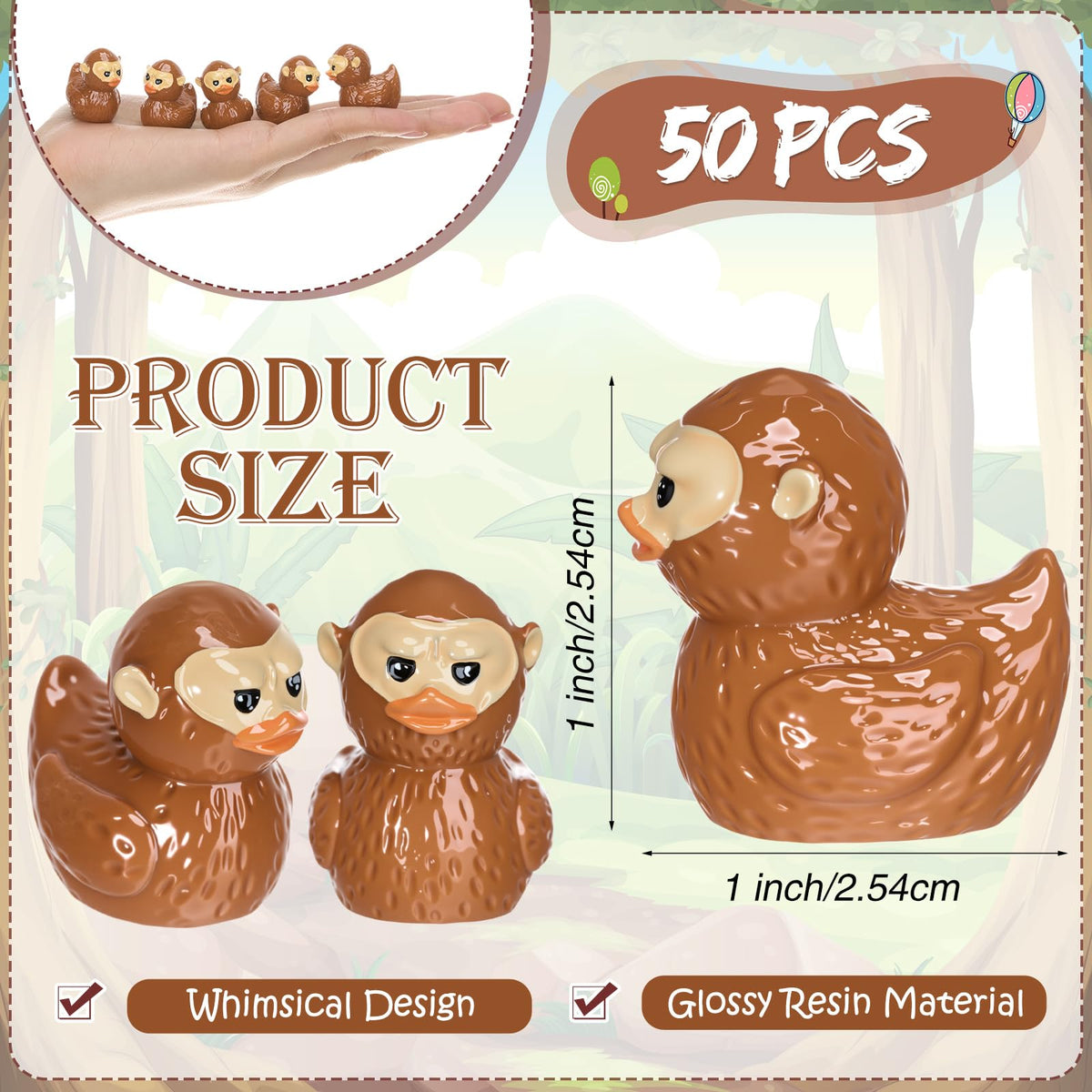 Thyle 50 Mini Resin Bigfoot Ducks – Bulk 1-Inch Sasquatch Figurines for Gifts & Decor