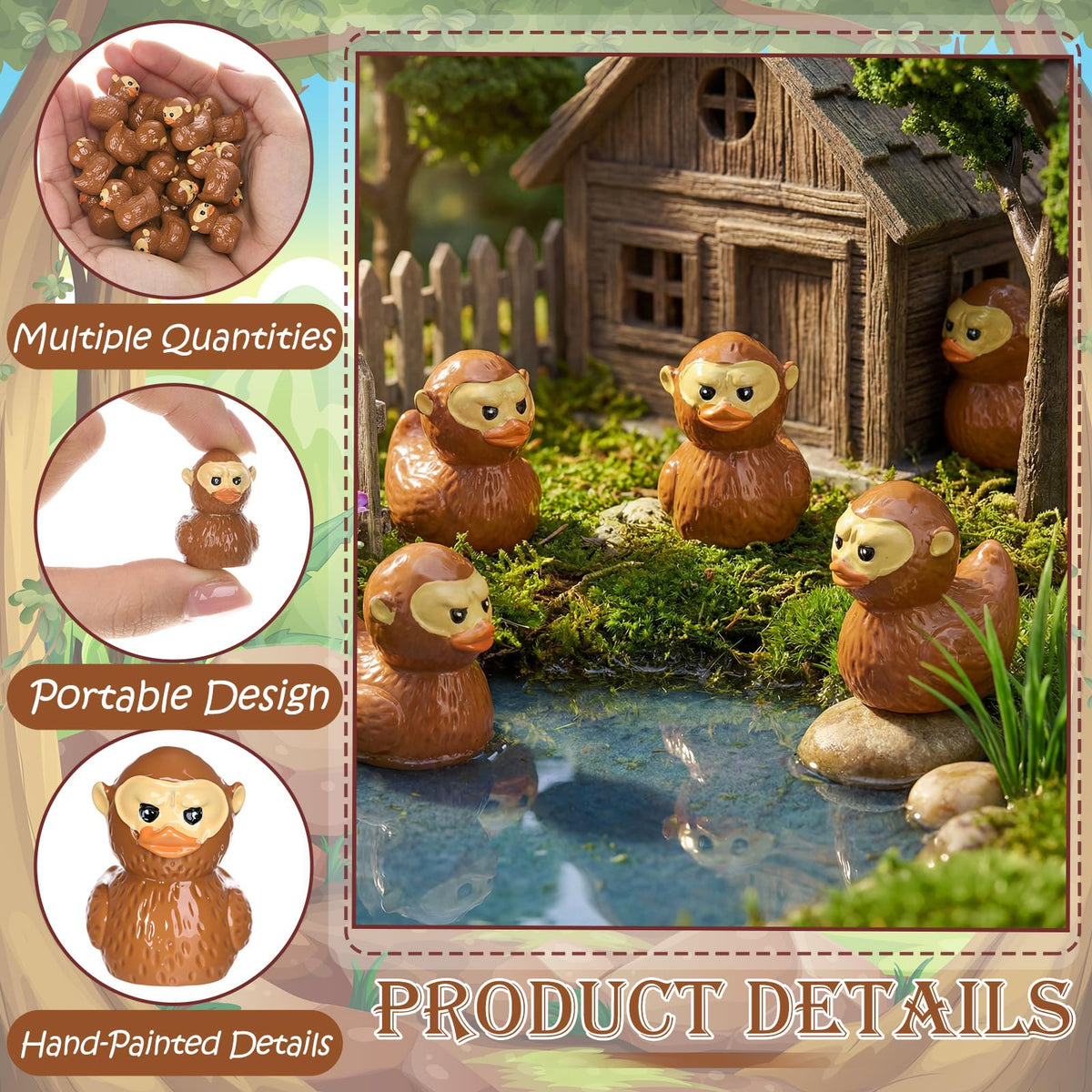 Thyle 50 Mini Resin Bigfoot Ducks – Bulk 1-Inch Sasquatch Figurines for Gifts & Decor