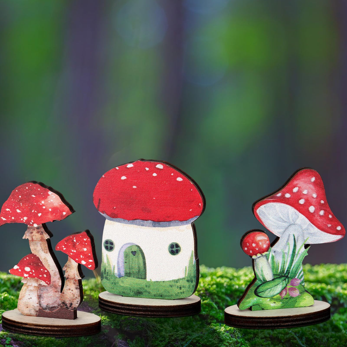 Thyle 16 Pcs Wooden Mushroom Centerpieces – Enchanted Forest Tabletop Decor