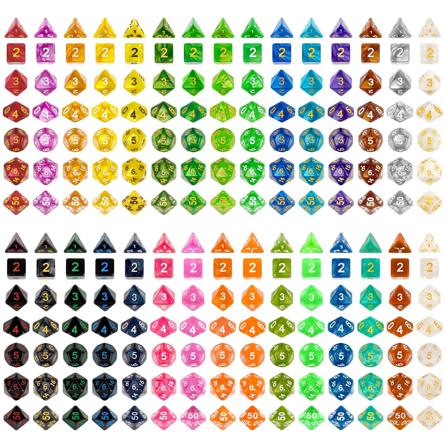 Thyores 30-Set DND Double-Colors Polyhedral Dice – 210 Pieces for D&D, RPG & Tabletop