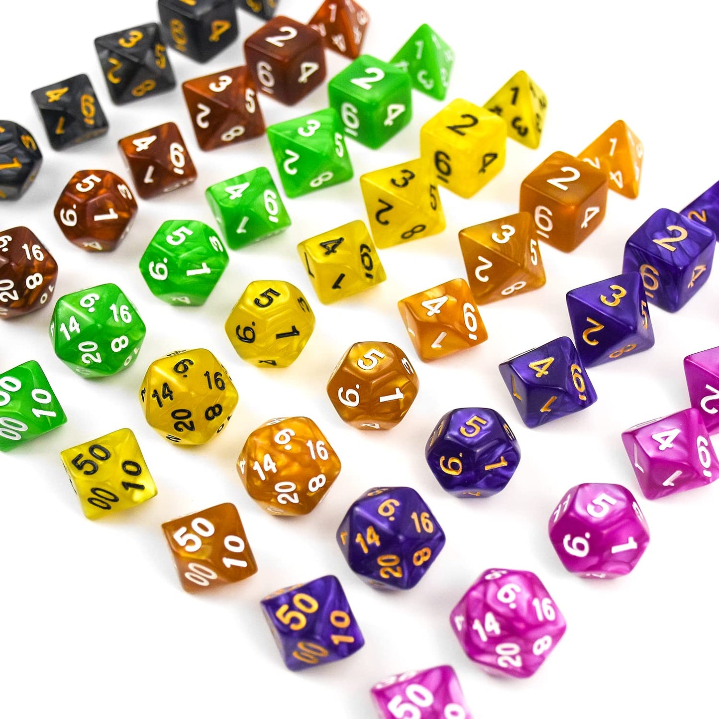 Thyores 30-Set DND Double-Colors Polyhedral Dice – 210 Pieces for D&D, RPG & Tabletop