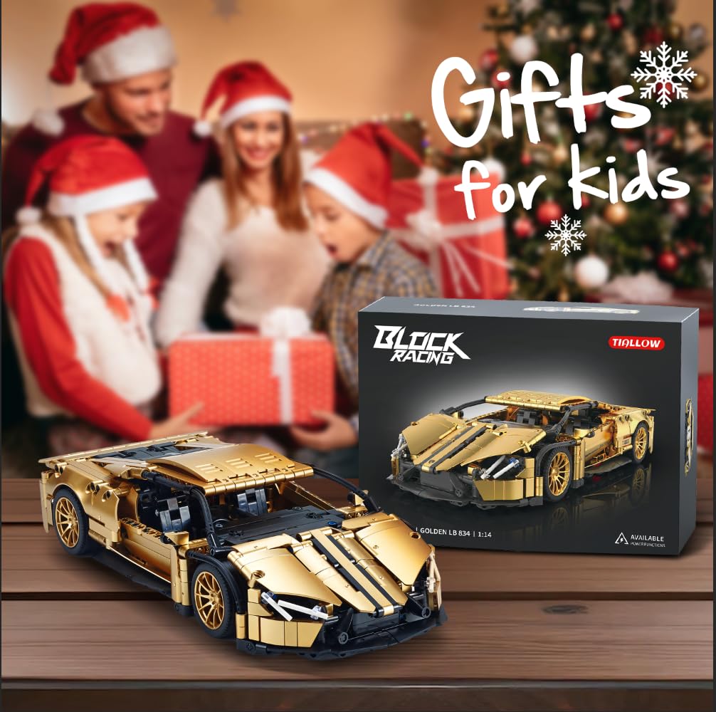 TIALLOW Sports Car Building Set 1:14 – Gold Racing Car Model Kit for Adults (919 Pieces)
