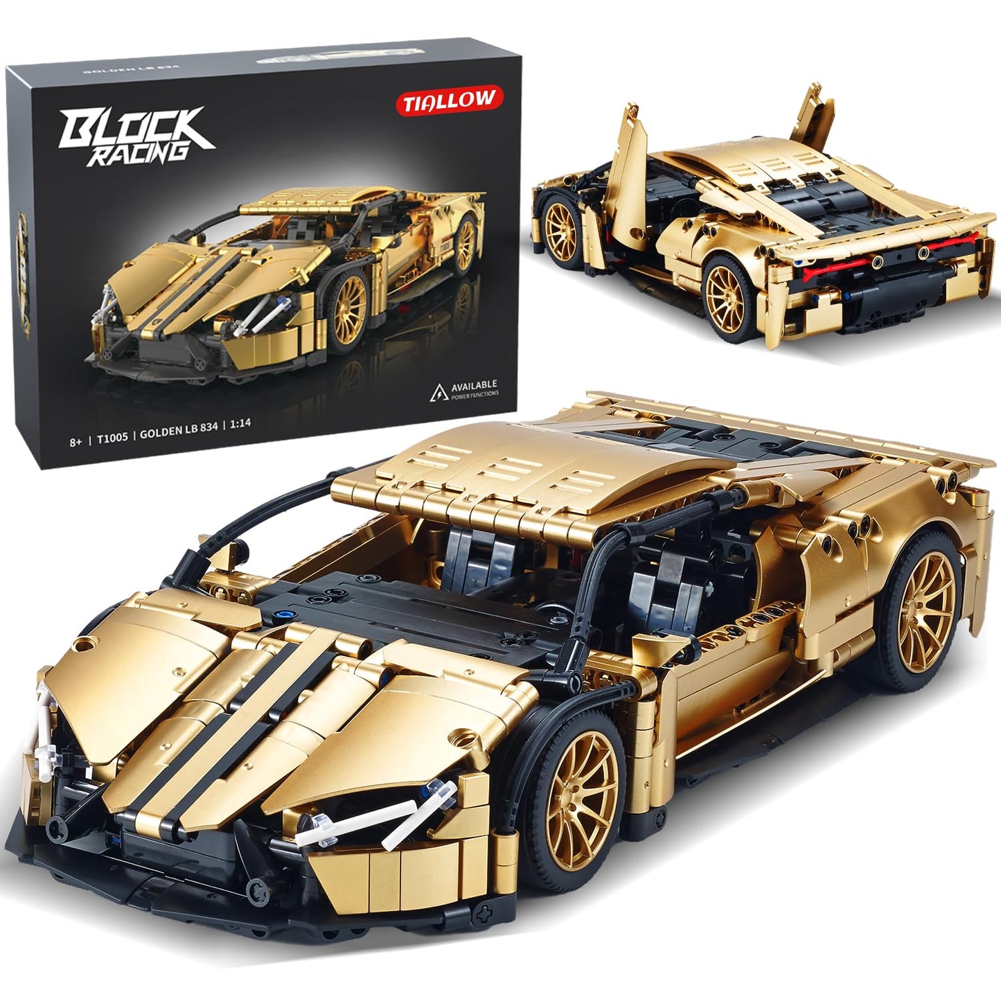 TIALLOW Sports Car Building Set 1:14 – Gold Racing Car Model Kit for Adults (919 Pieces)