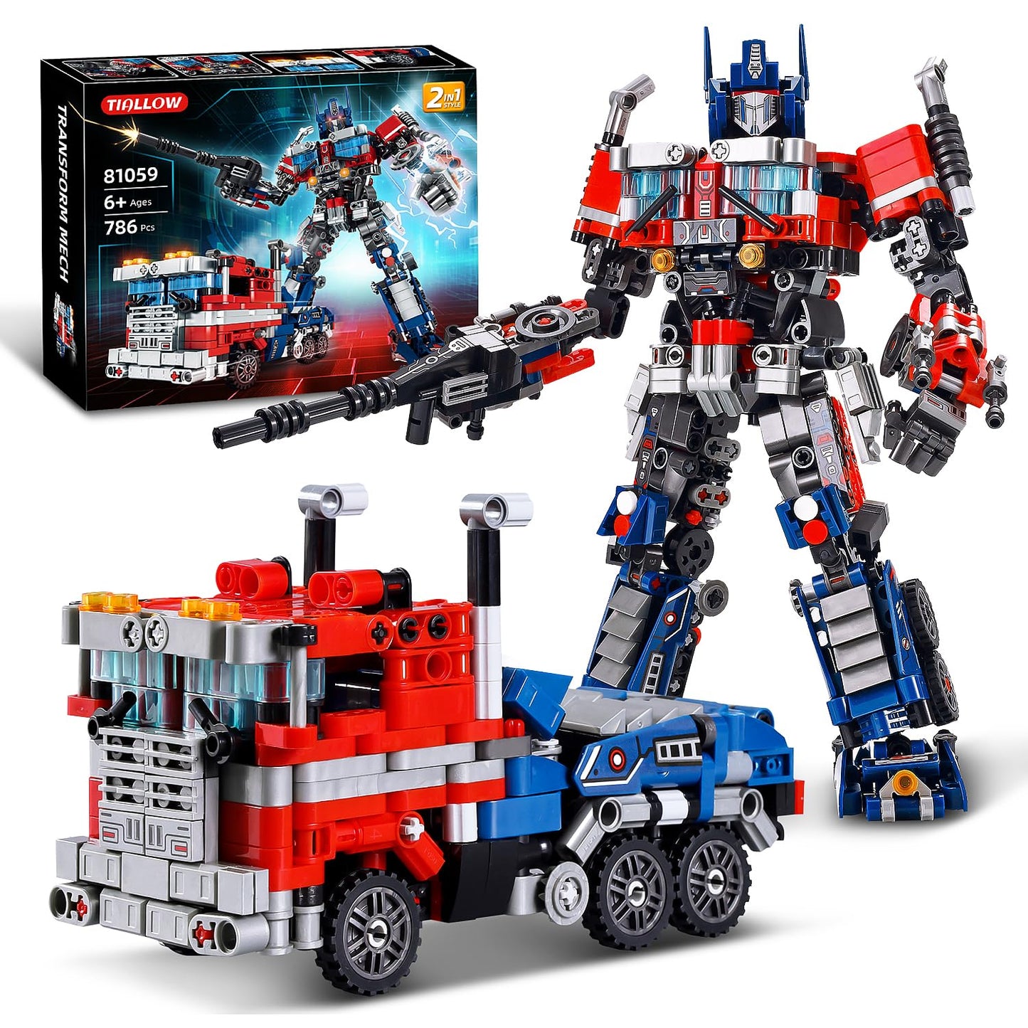 TIALLOW Transform Sets: 2-in-1 STEM Robot Truck – LEGO-Compatible Building Kit (Blue)