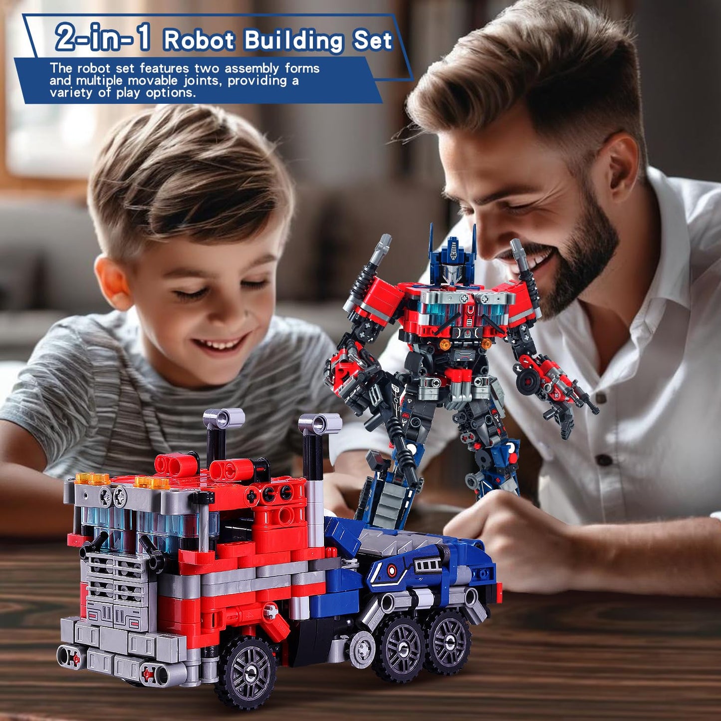 TIALLOW Transform Sets: 2-in-1 STEM Robot Truck – LEGO-Compatible Building Kit (Blue)