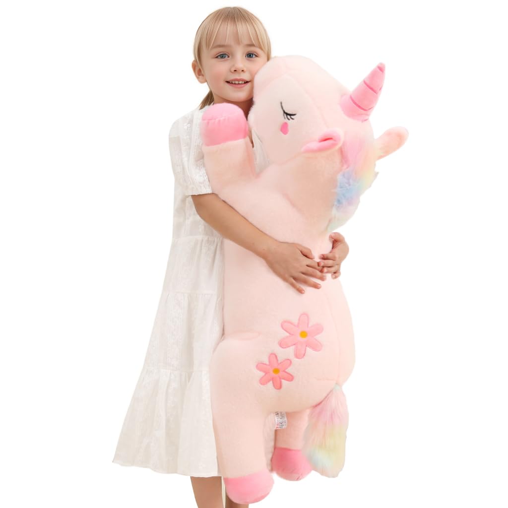 Tianmihou 32-Inch Pink Unicorn Plush - Jumbo Soft Body Pillow