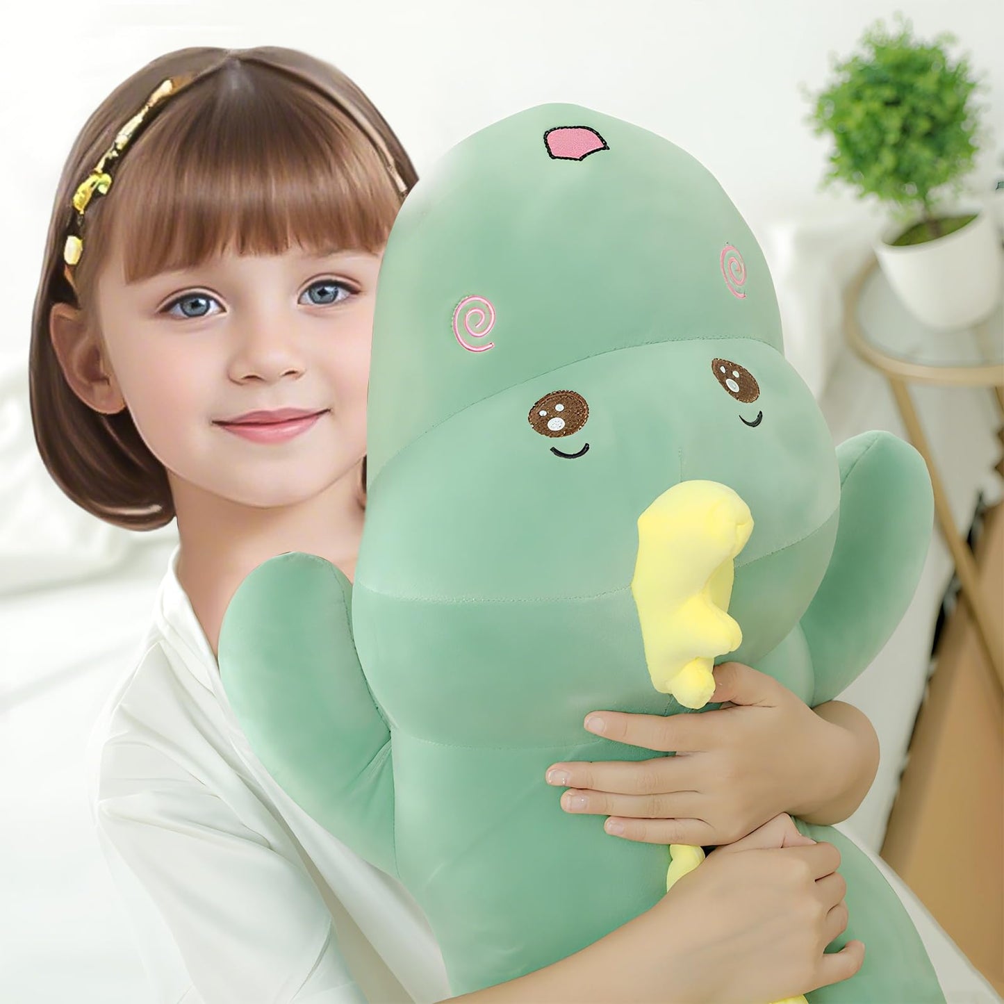 Tianmihou 32in Giant Dinosaur Plush Toy Pillow – Soft Back Cushion & Cute Dino Stuffed Animal