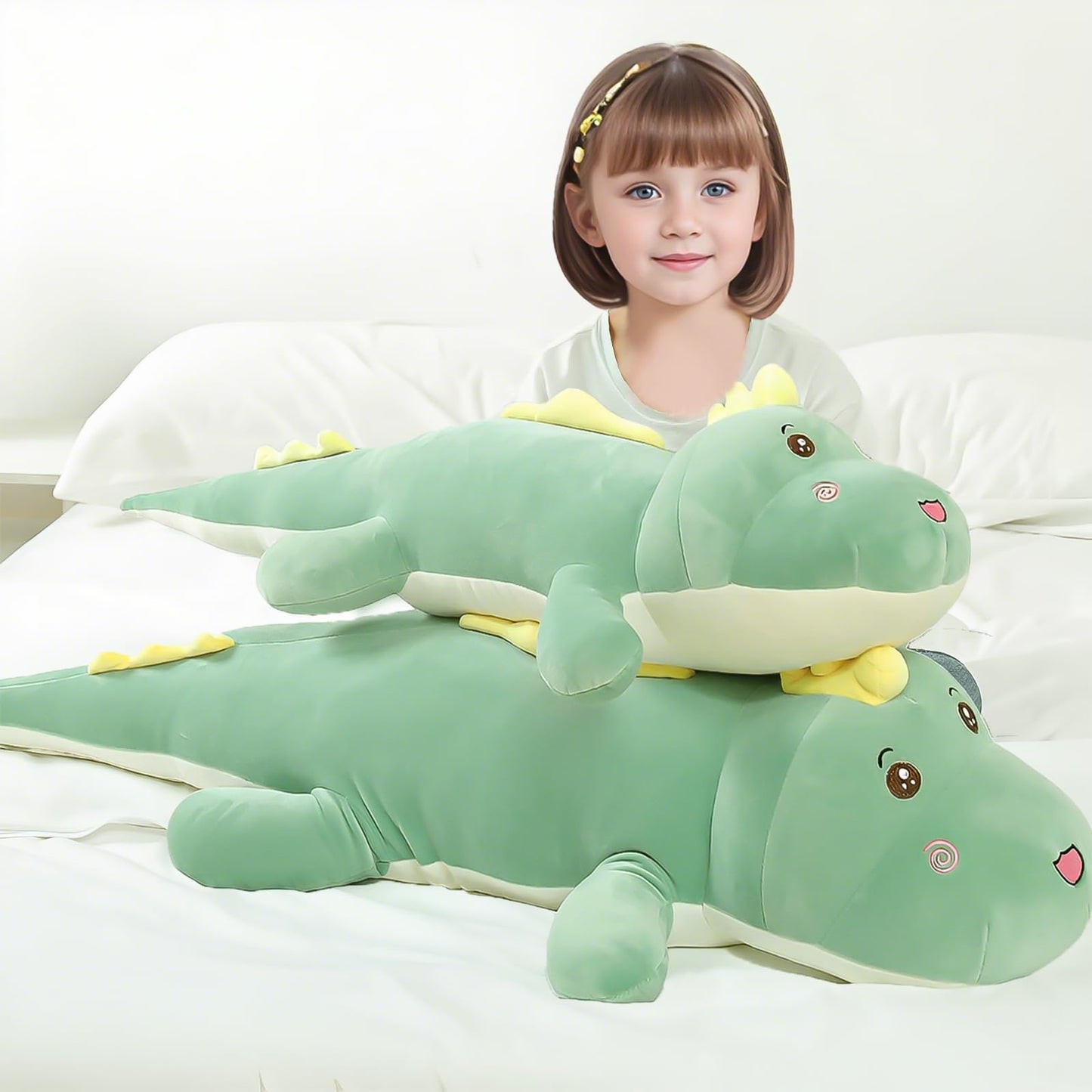 Tianmihou 32in Giant Dinosaur Plush Toy Pillow – Soft Back Cushion & Cute Dino Stuffed Animal