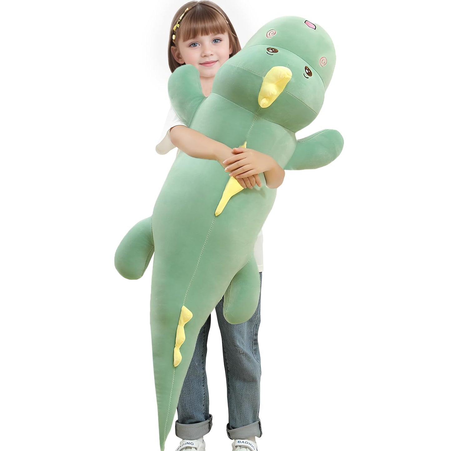 Tianmihou 32in Giant Dinosaur Plush Toy Pillow – Soft Back Cushion & Cute Dino Stuffed Animal