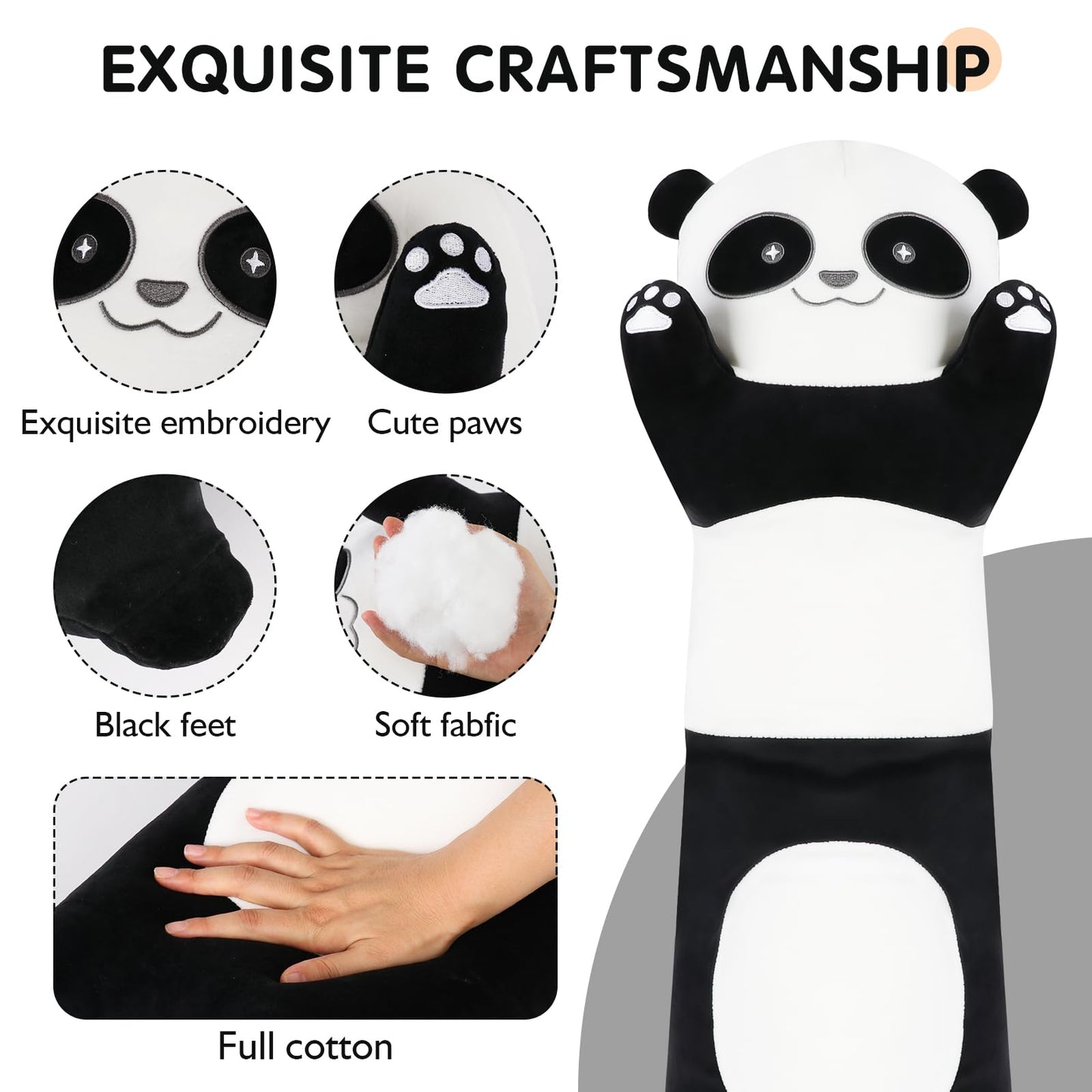 Tianmihou 36-Inch Giant Panda Plush — Soft Body Pillow & Long Panda Toy