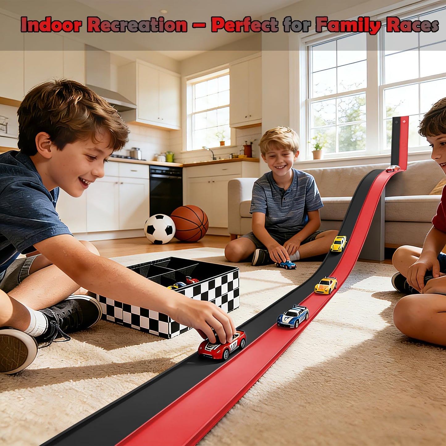 TIANYAO Flexible Race Track 15 Ft Starter Set – Portable, Suction-Cup Raceway for 1/64 Cars (3+)