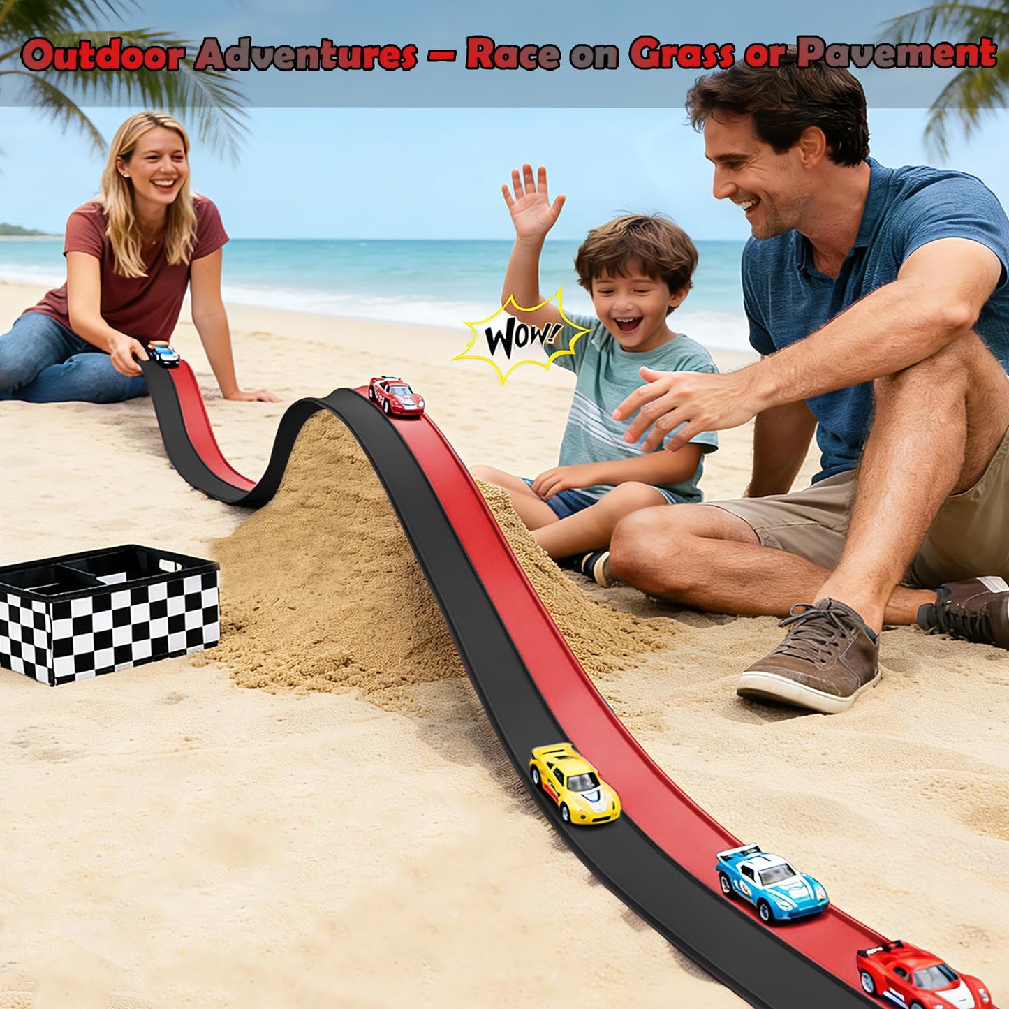 TIANYAO Flexible Race Track 15 Ft Starter Set – Portable, Suction-Cup Raceway for 1/64 Cars (3+)