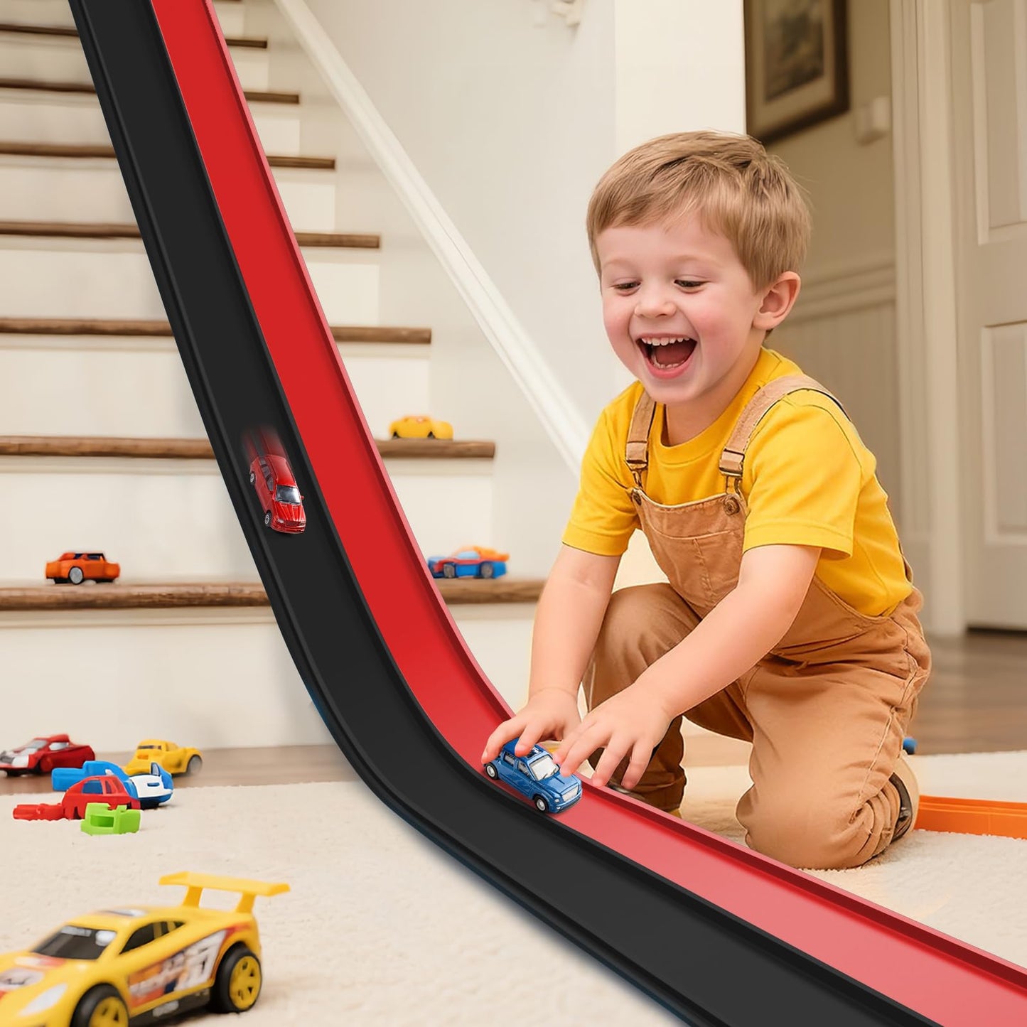 TIANYAO Flexible Race Track 15 Ft Starter Set – Portable, Suction-Cup Raceway for 1/64 Cars (3+)