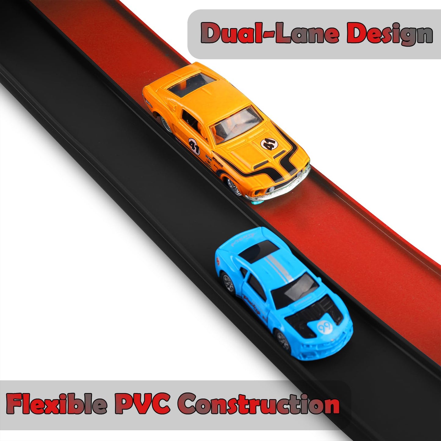 TIANYAO Flexible Race Track 15 Ft Starter Set – Portable, Suction-Cup Raceway for 1/64 Cars (3+)