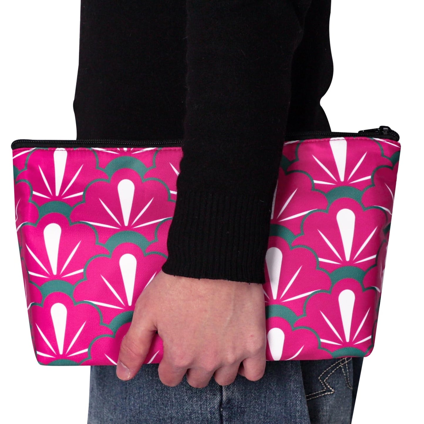TIASUSAN American Mahjong Empty Bag - Red Printed Tile Case (13 x 7 Inches)