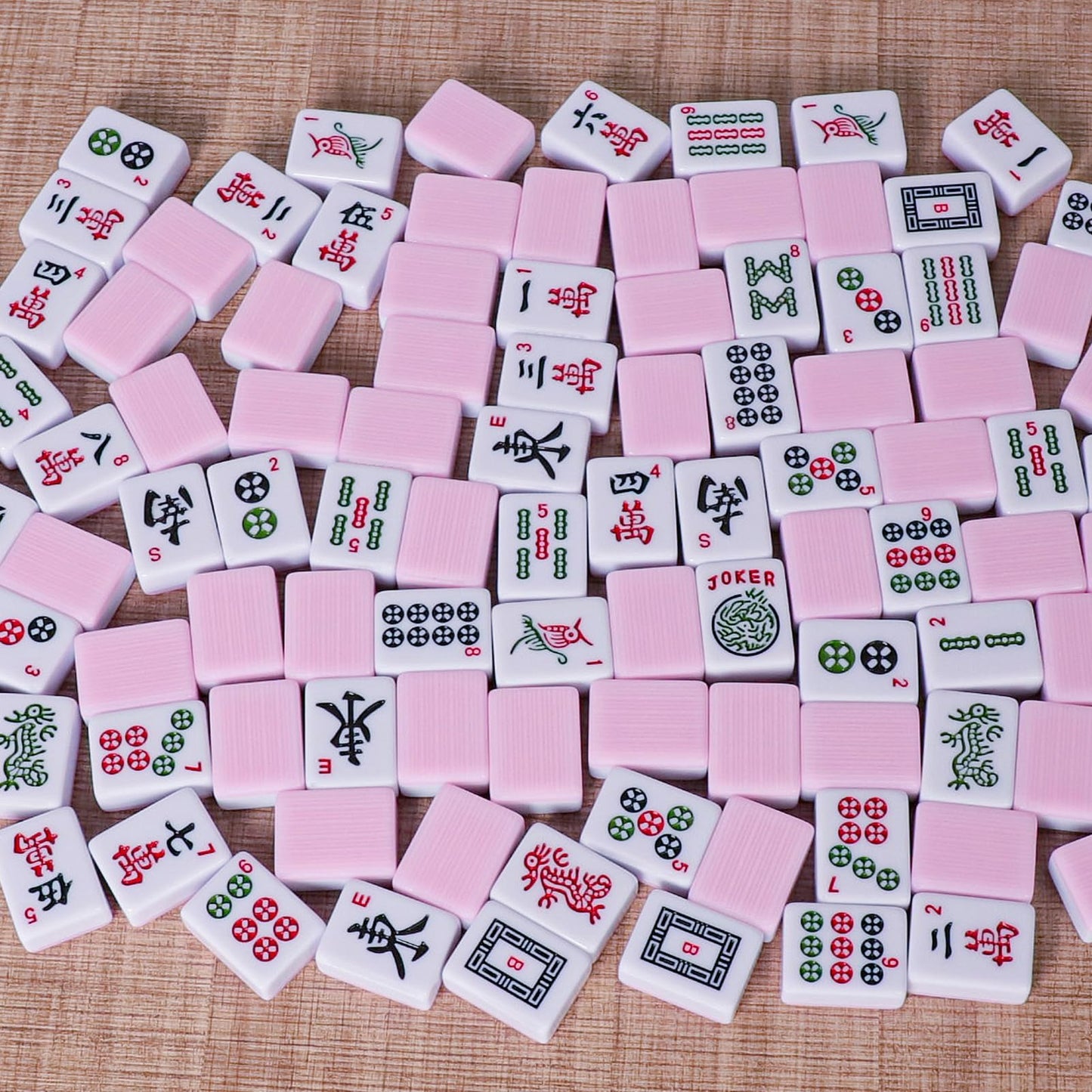 TIASUSAN American Mahjong Tile Set — 166 Pink Back Tiles (1.2”) | Tiles Only