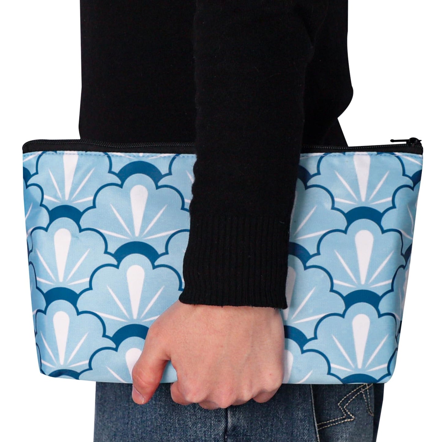 TIASUSAN American Mahjong Empty Bag – Blue Printed Tile Case (13x7 Inches)