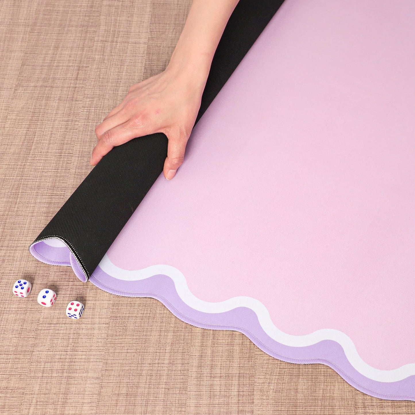 TIASUSAN Pink Mahjong Mat 31.5 by 31.5 inches – Anti Slip with Carry Bag