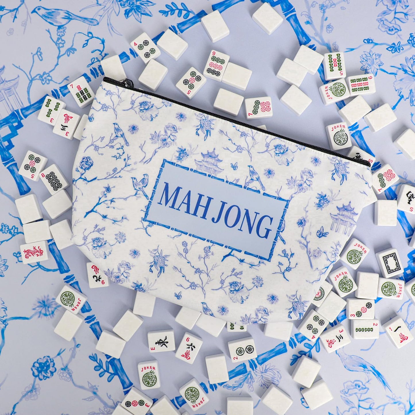 TIASUSAN Empty Mahjong Bag for American Mahjong Set | Carrying Bag with Racks, Tiles Sleeves & Accessory Pocket
