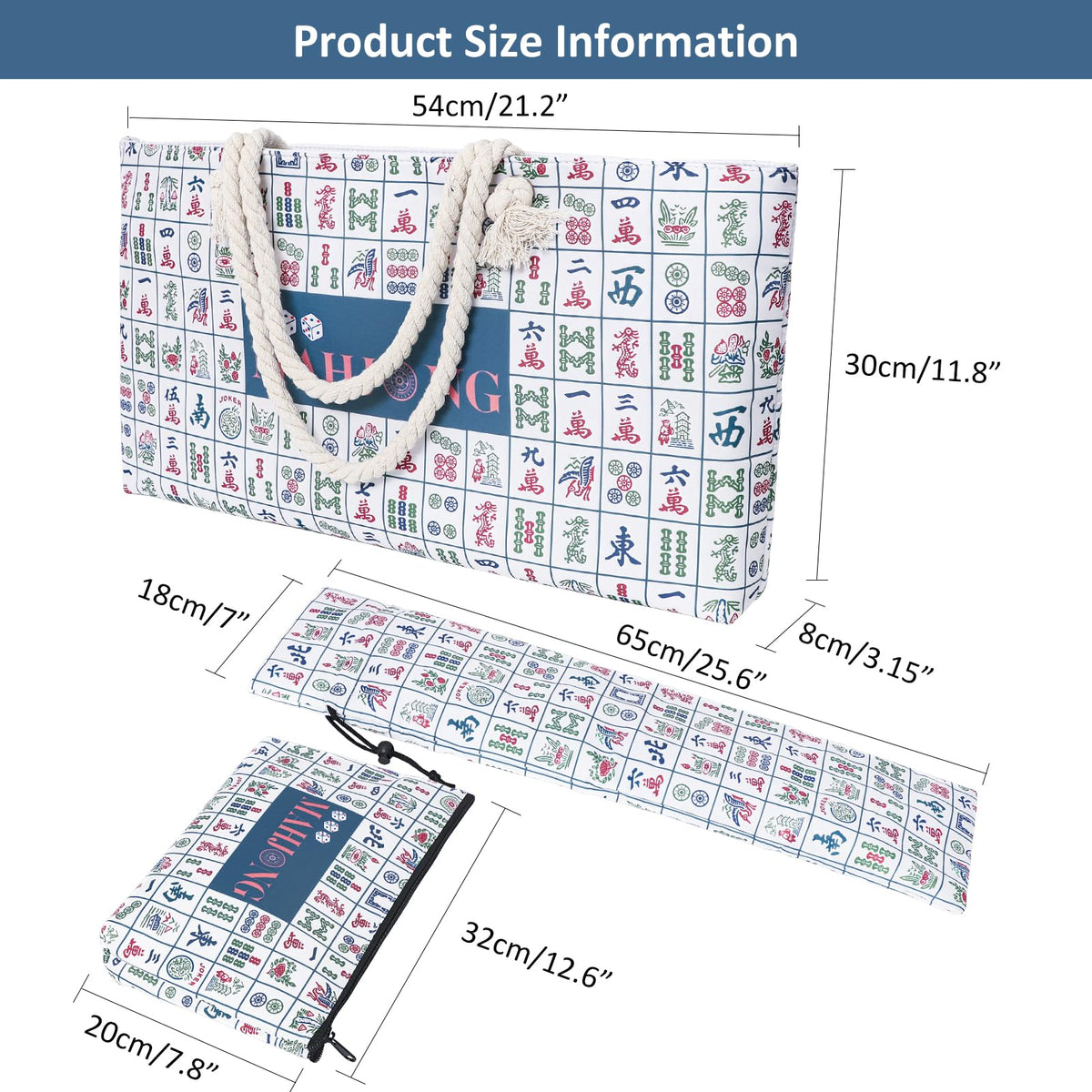 TIASUSAN Empty Printed Mahjong Bag for American Set – Carrying Bag with Racks and Sleeves