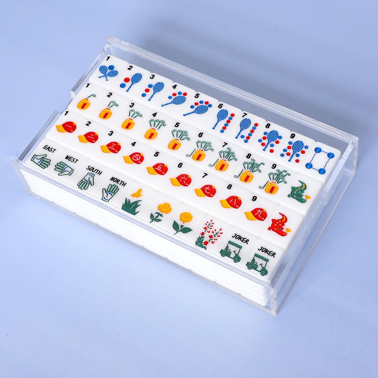 TIASUSAN American Mahjong Tile Set with Clear Acrylic Box – 160 Tiles & Accessories