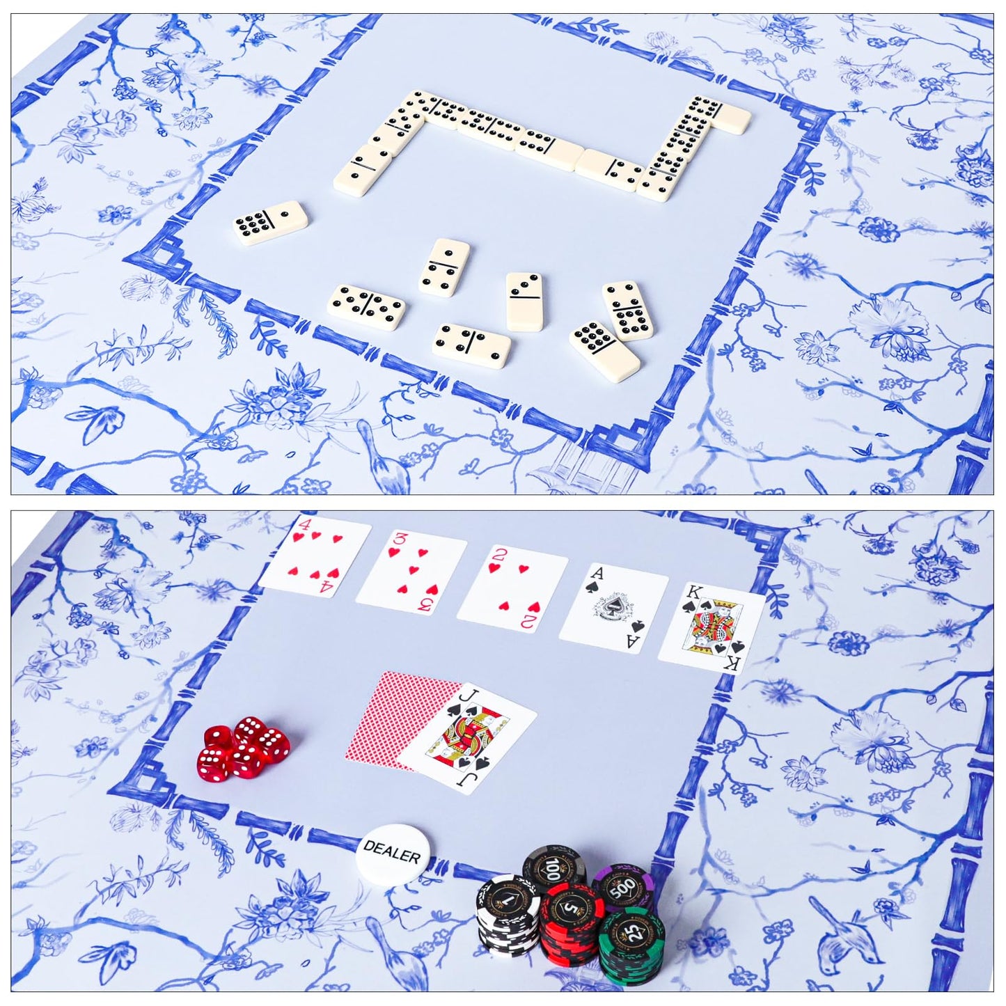 TIASUSAN Large Blue Mahjong Mat 31.5” x 31.5” with Carry Bag – Anti-Slip, Noise-Reducing Table Cover