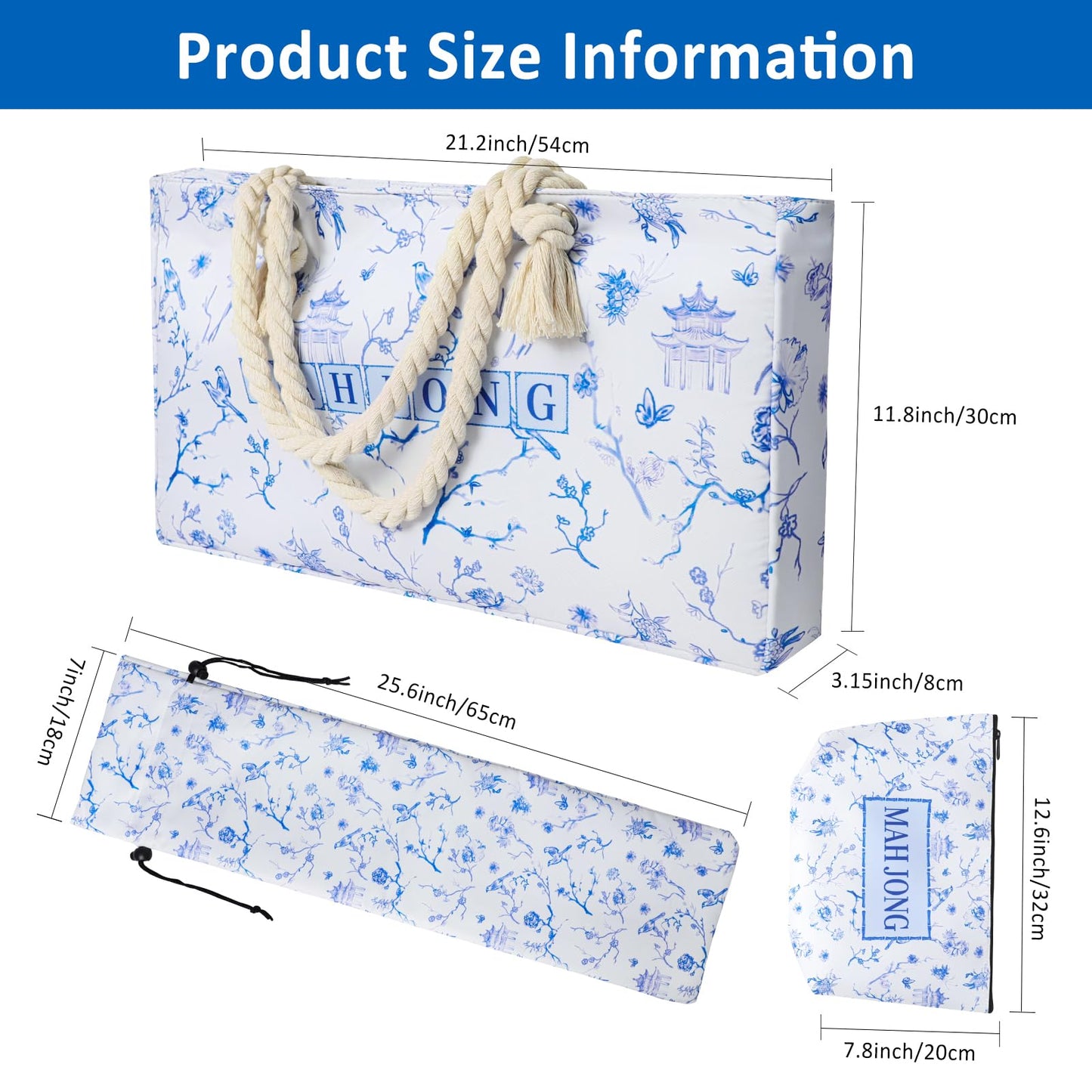 TIASUSAN Empty Mahjong Bag for American Mahjong Set | Carrying Bag with Racks, Tiles Sleeves & Accessory Pocket