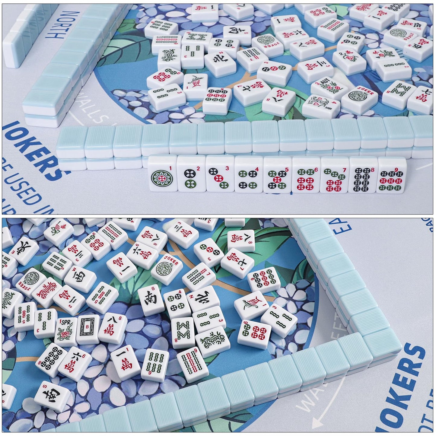 TIASUSAN Blue Mahjong Learning Mat 33x33 Inches – Anti-Slip, Noise-Reducing, Carry Bag Included