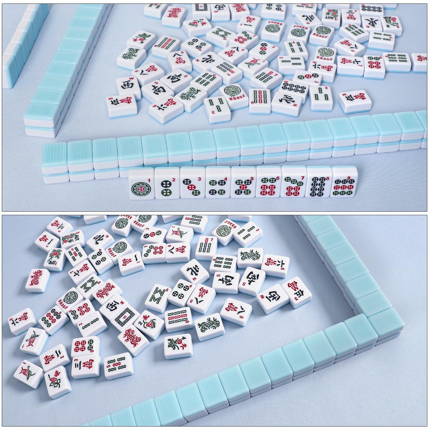 TIASUSAN Blue Mahjong Mat 31.5x31.5 inches – Anti-Slip, Noise-Reducing with Carry Bag