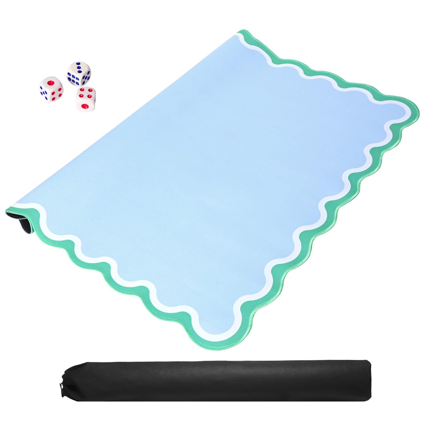 TIASUSAN Blue Mahjong Mat 31.5x31.5 inches – Anti-Slip, Noise-Reducing with Carry Bag