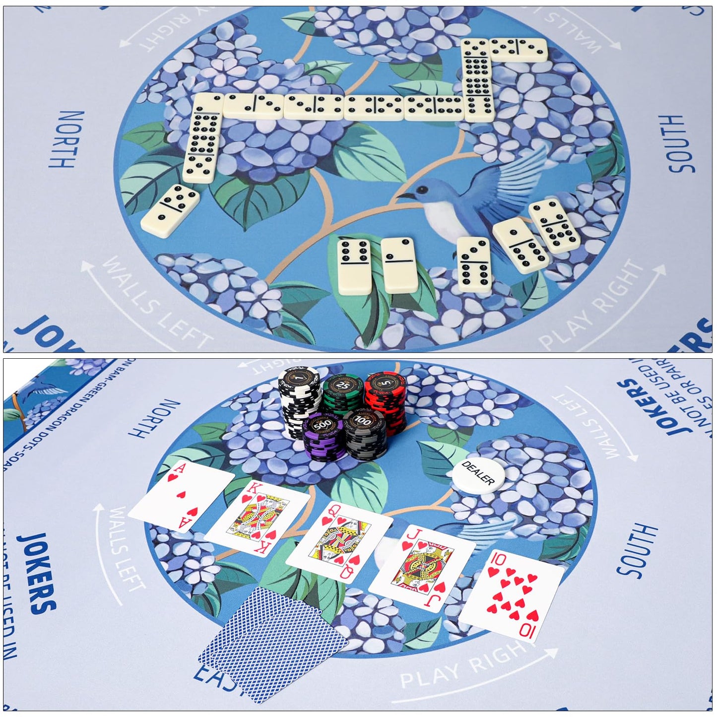 TIASUSAN Blue Mahjong Learning Mat 33x33 Inches – Anti-Slip, Noise-Reducing, Carry Bag Included