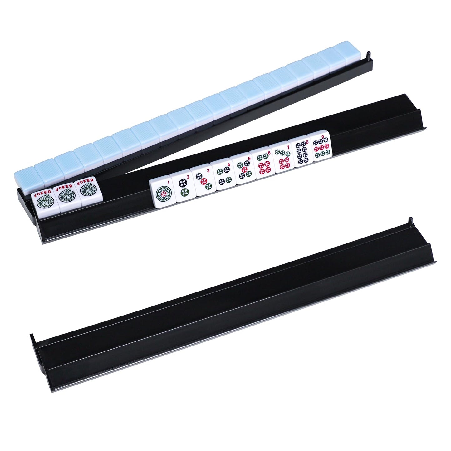TIASUSAN 4-Pack Mahjong Racks with Pushers - Black | American Tile Organizer